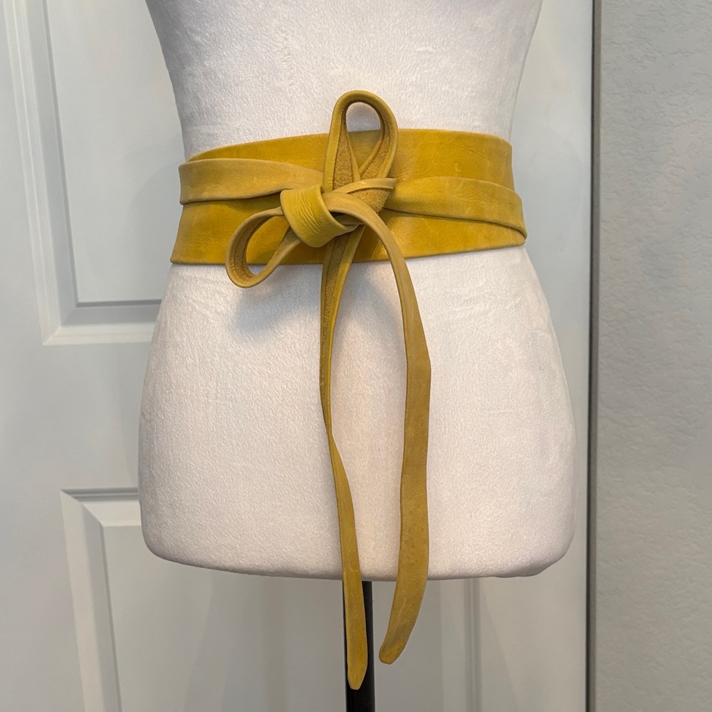 Chic Mustard Yellow Wrap Belt 100% soft yellow leather